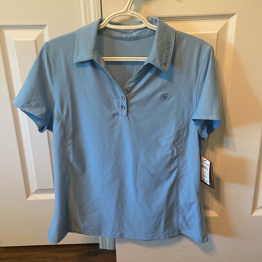 ARIAT Ventura Polo Capri Ladies Light Blue Shirt Size Large